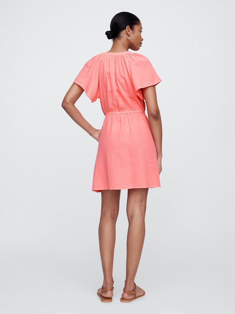 Gauze Splitneck Midi Dress