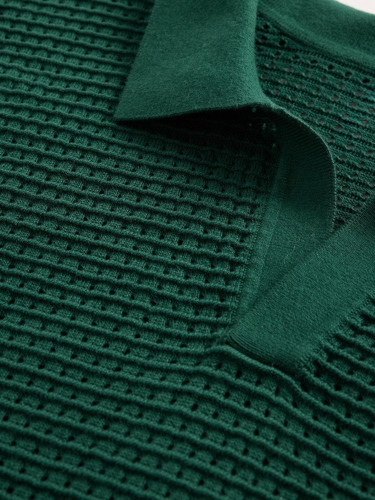 Crochet Johnny Collar Polo Shirt