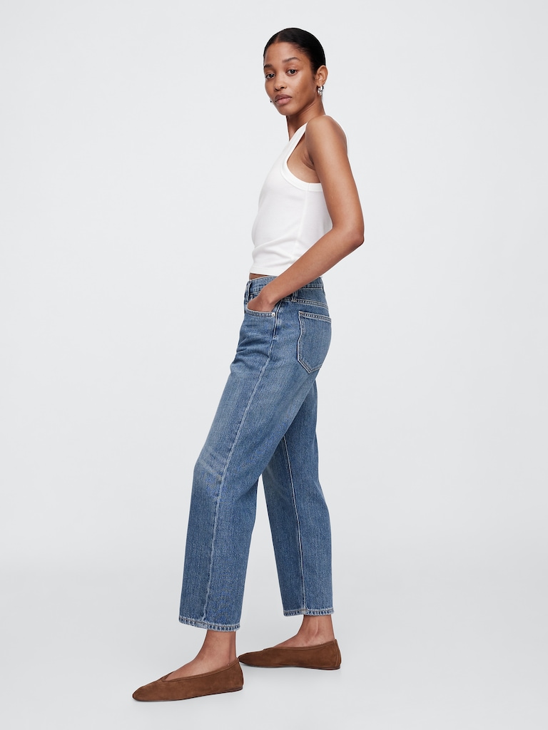 Mid Rise SuperSoft Relaxed Straight Crop Jeans