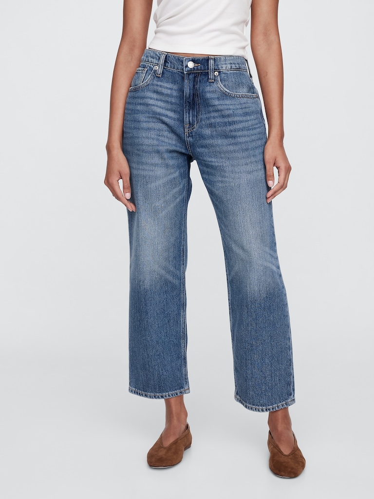 Mid Rise SuperSoft Relaxed Straight Crop Jeans