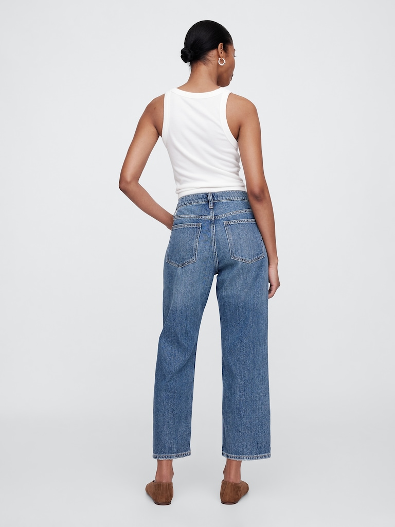 Mid Rise SuperSoft Relaxed Straight Crop Jeans