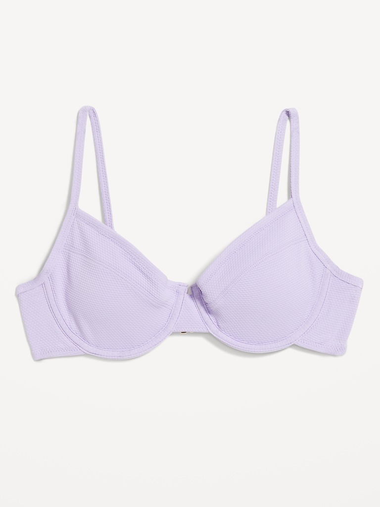 Textured Underwire Balconette Swim Top