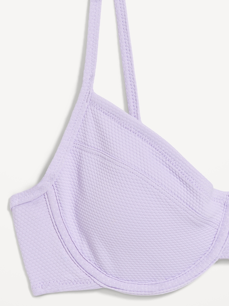 Textured Underwire Balconette Swim Top