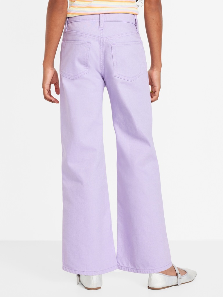 High-Waisted Embroidered Baggy Wide-Leg Jeans for Girls