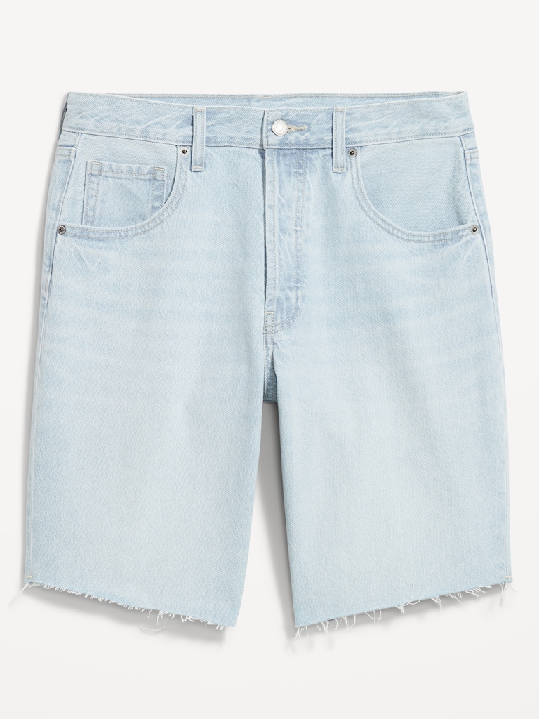 Mid-Rise Baggy Cut-Off Jean Bermuda Shorts -- 9-inch inseam