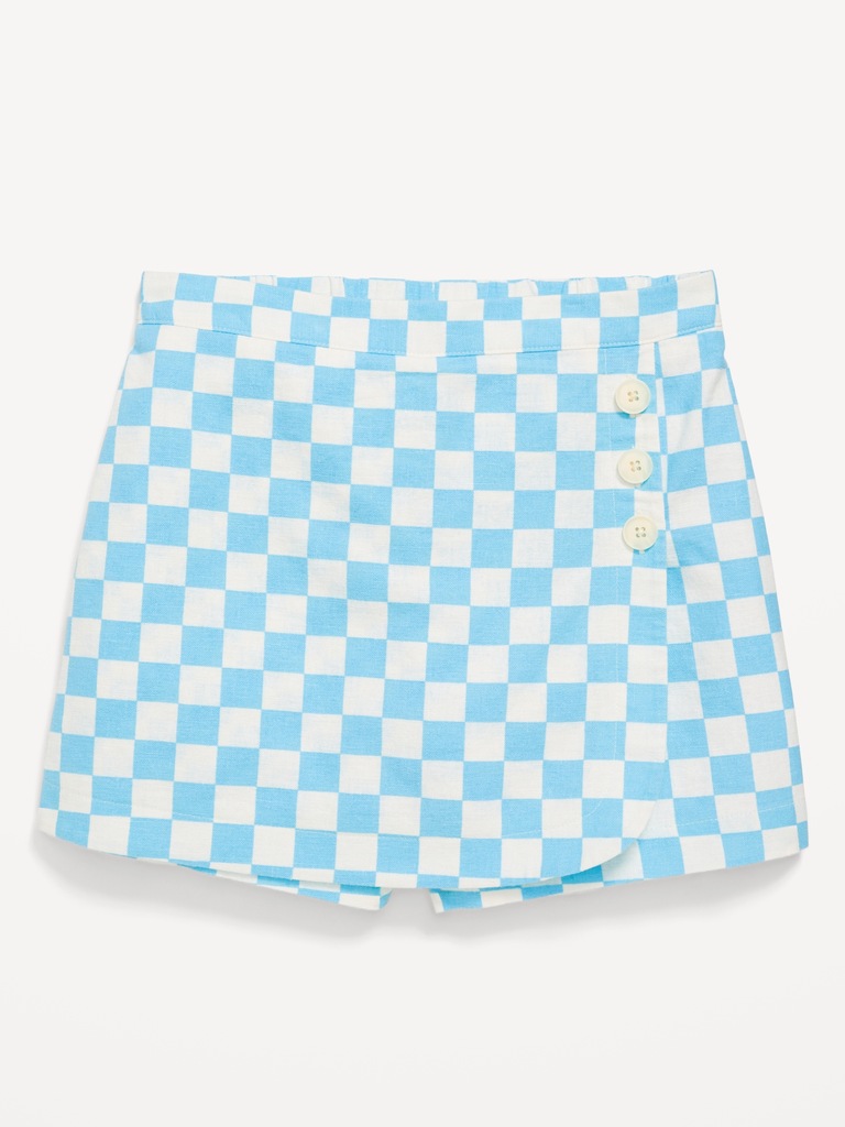 Printed Wrap-Front Linen-Blend Skort for Girls