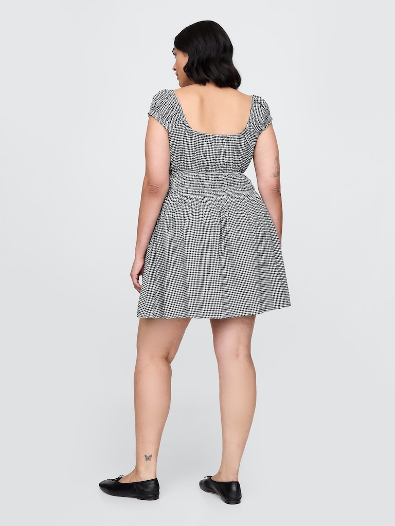 Tie-Front Smocked Waist Mini Dress