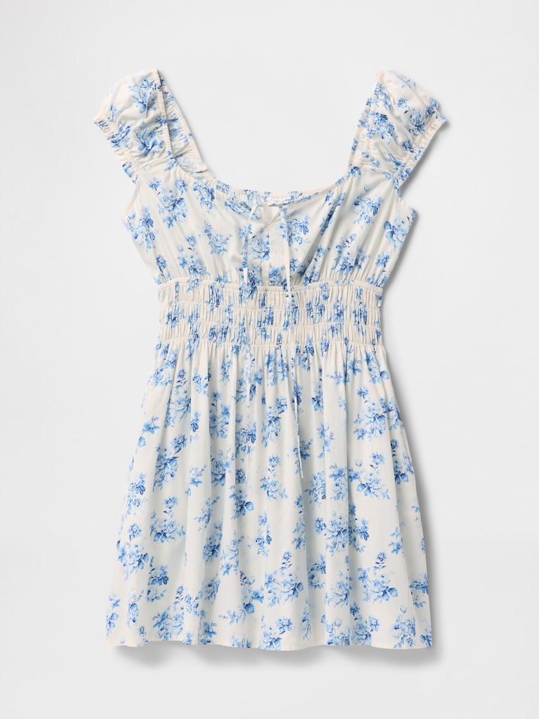Tie-Front Smocked Waist Mini Dress