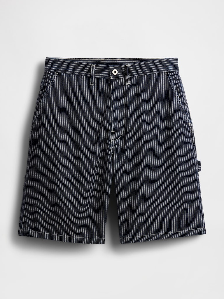 '90s Loose Denim Stripe Carpenter Shorts