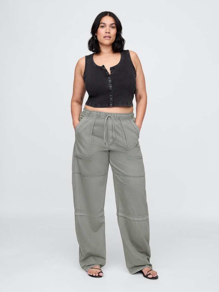Mid Rise Easy Utility Barrel Pants