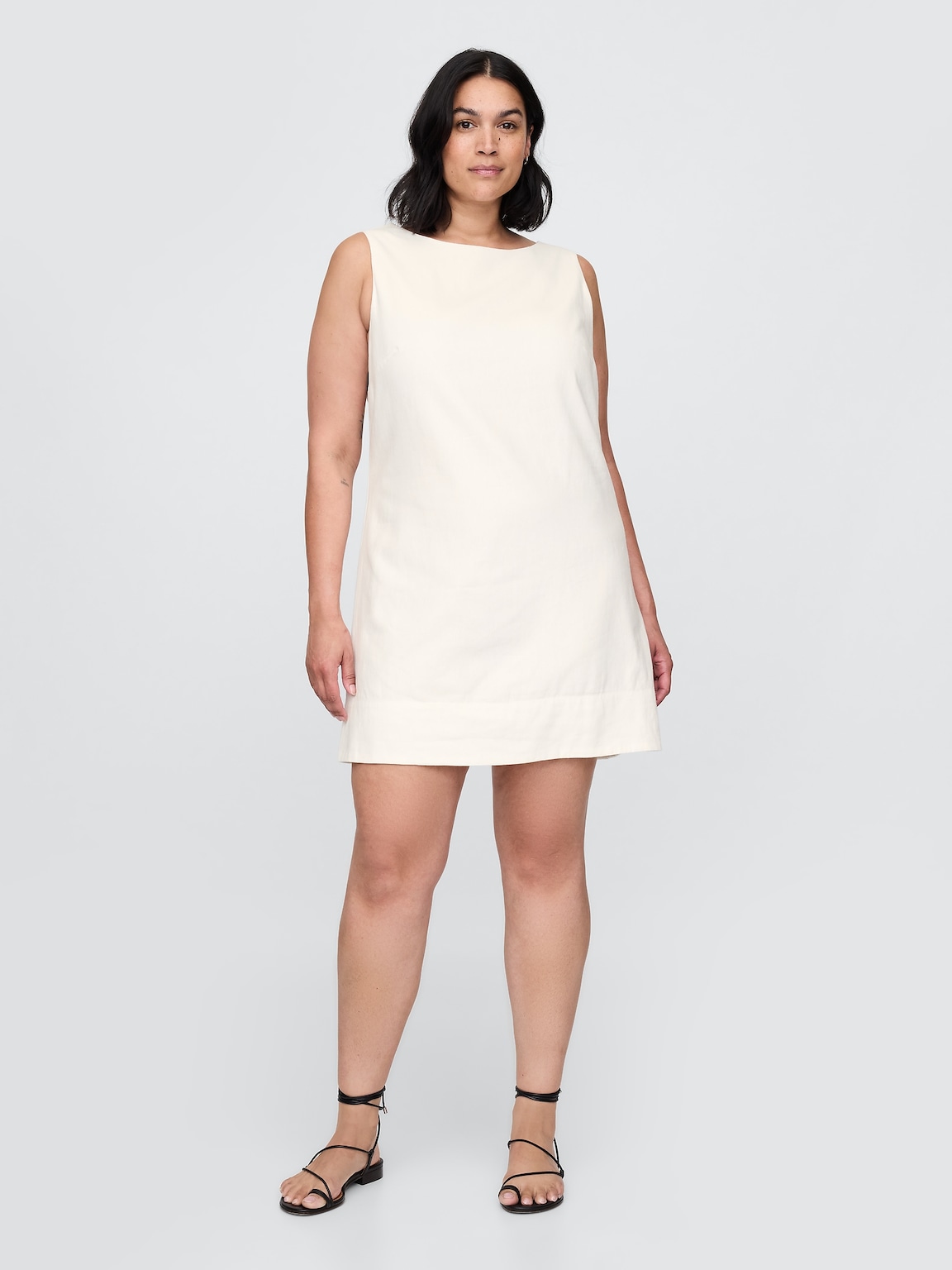 Linen-Blend Mini Shift Dress