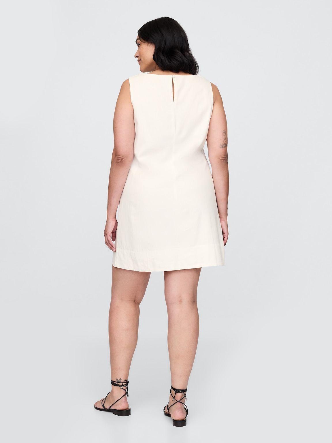 Linen-Blend Mini Shift Dress