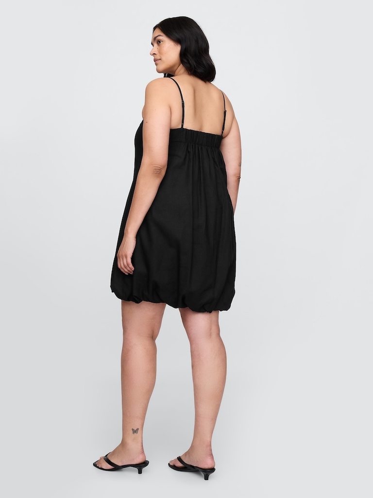 Linen-Blend Bubble Mini Dress