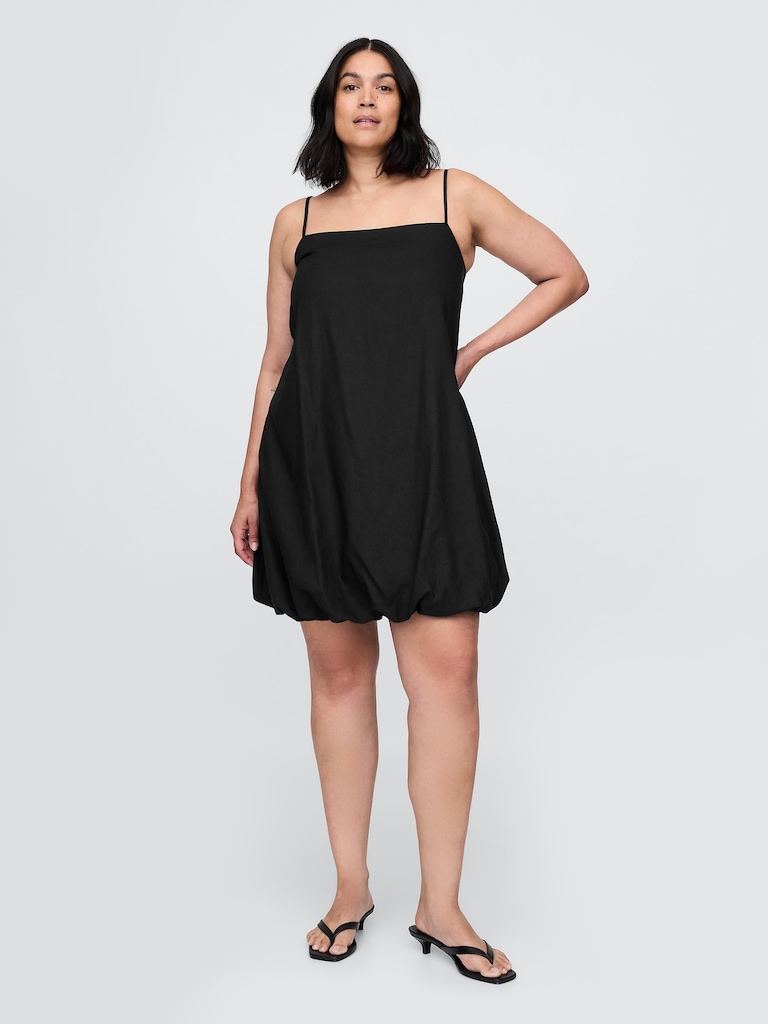 Linen-Blend Bubble Mini Dress