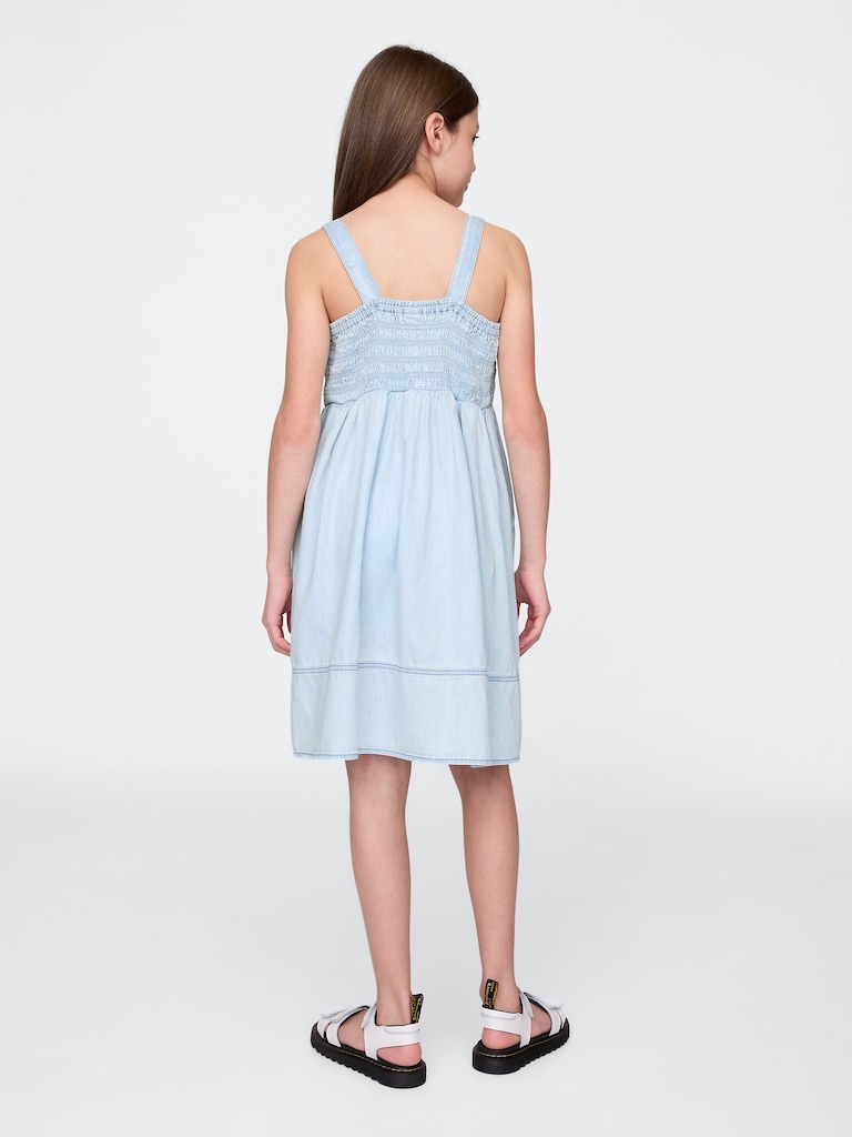 Kids Smocked Denim Dress