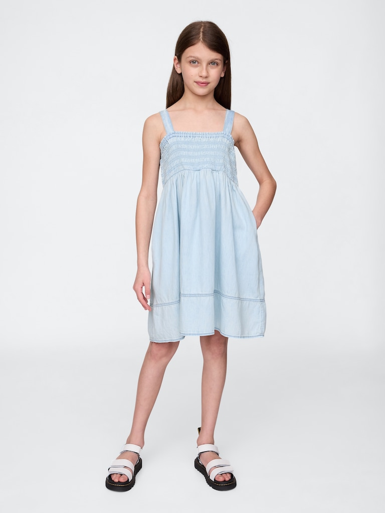 Kids Smocked Denim Dress
