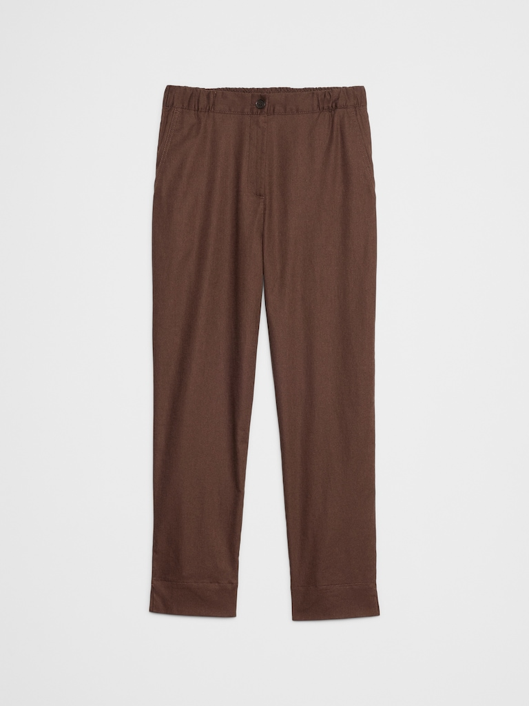 Tapered Linen-Blend Pull-On Pant