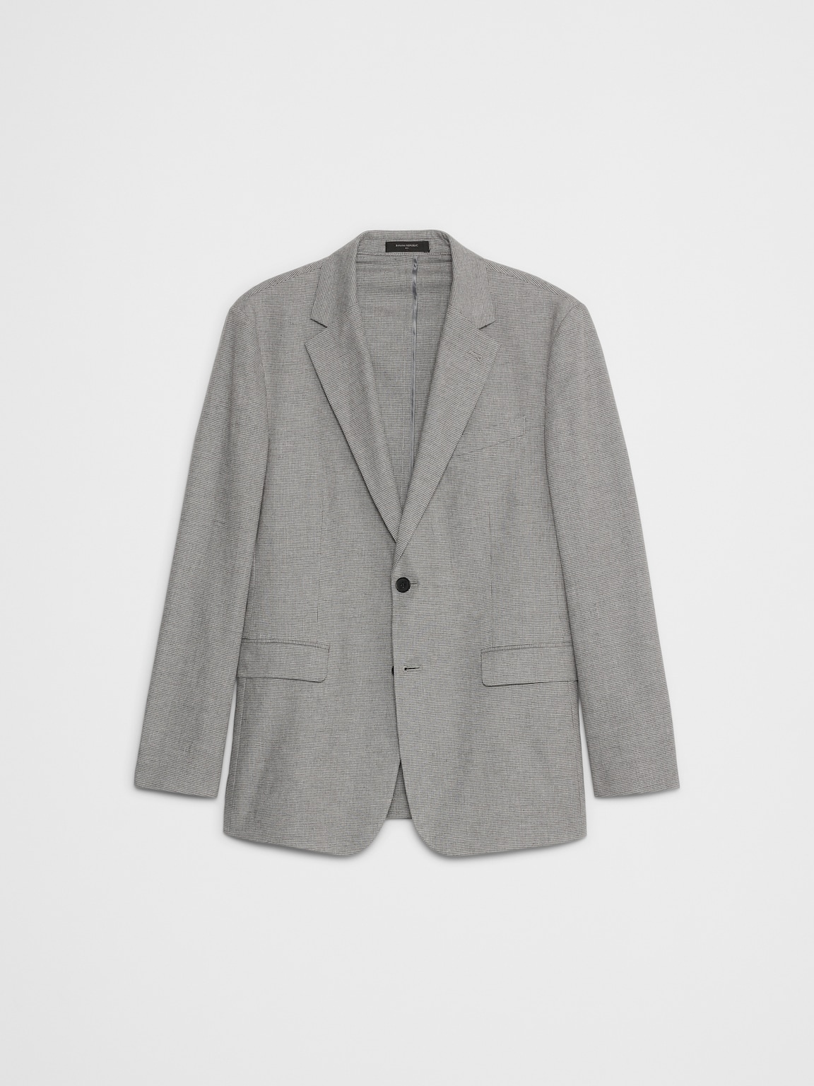Linen-Blend Mini Houndstooth Suit Jacket