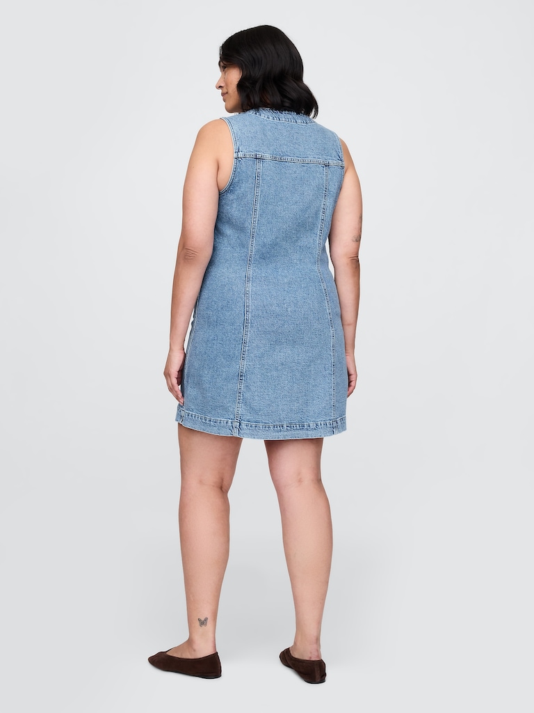 Denim V-Neck Mini Dress