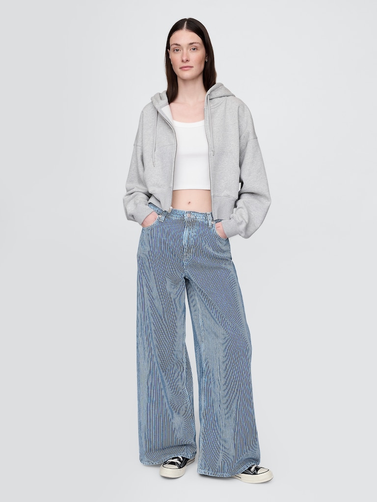 Mid Rise UltraSoft Denim Stripe Baggy Jeans