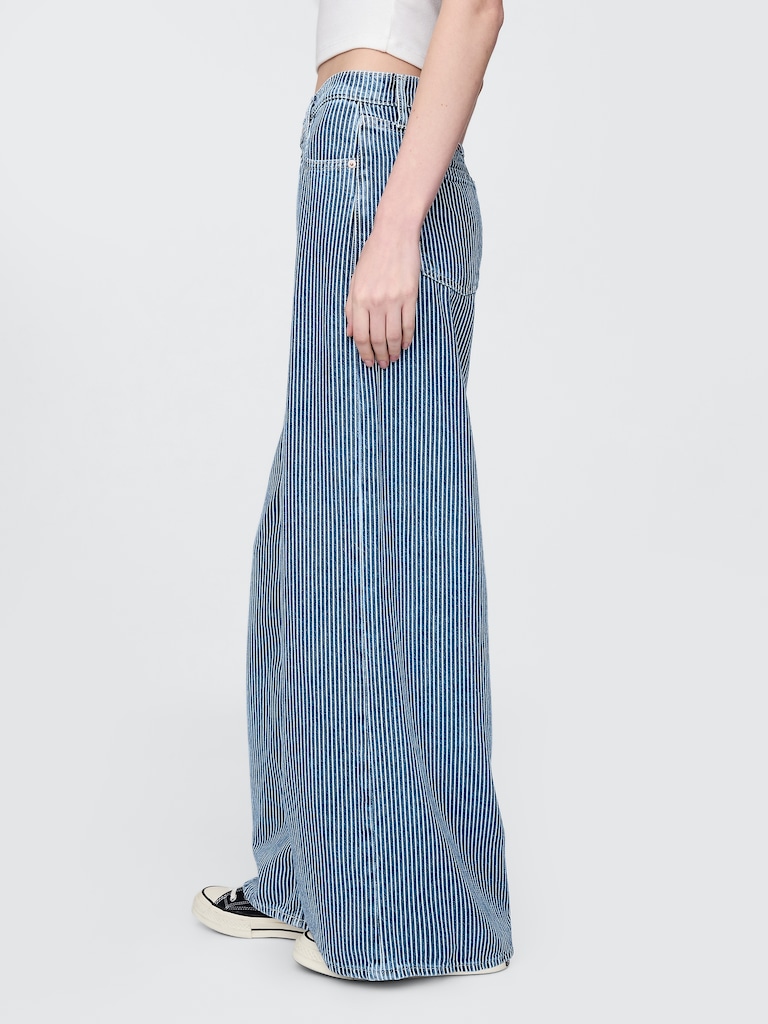 Mid Rise UltraSoft Denim Stripe Baggy Jeans