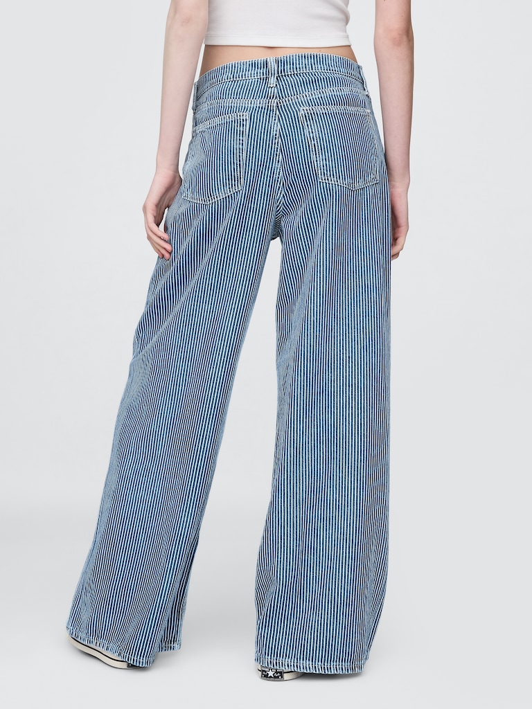 Mid Rise UltraSoft Denim Stripe Baggy Jeans