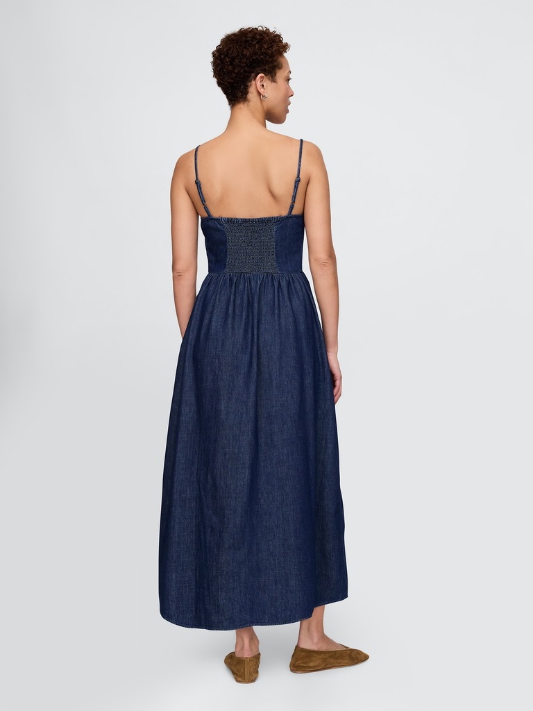 Denim Drop-Waist Maxi Dress