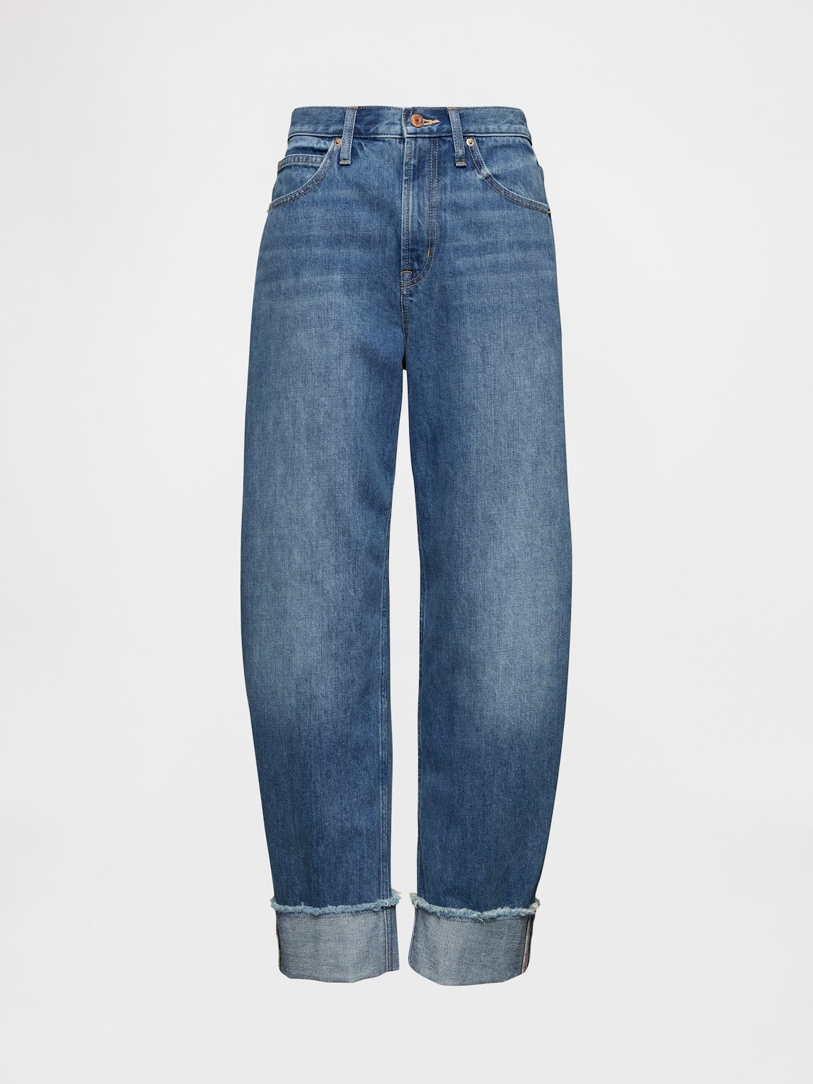 High Rise Cuffed Barrel Jeans