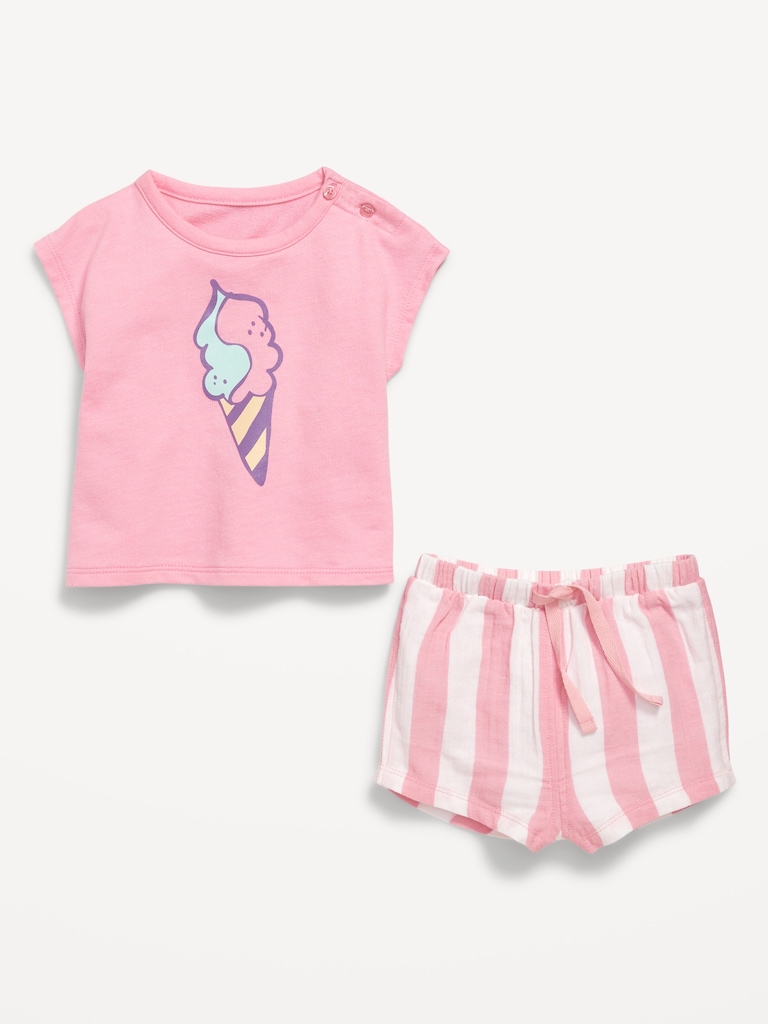 Ringer Graphic T-Shirt and Shorts Set for Baby