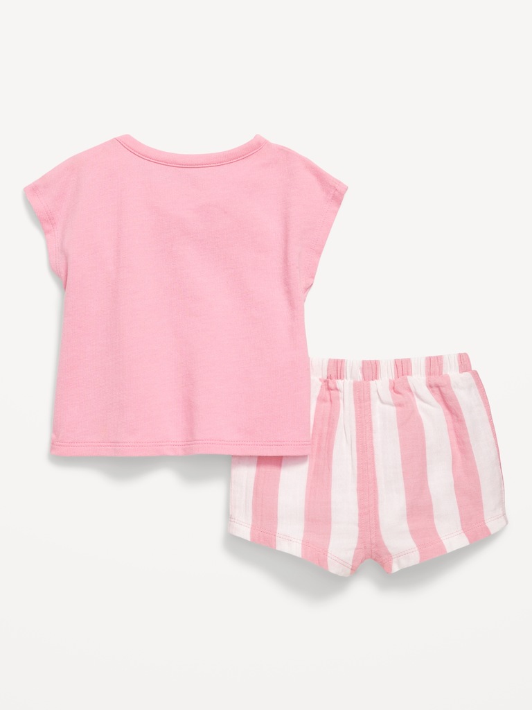 Ringer Graphic T-Shirt and Shorts Set for Baby