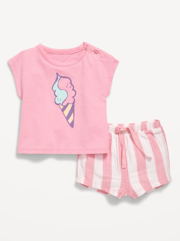 Ringer Graphic T-Shirt and Shorts Set for Baby