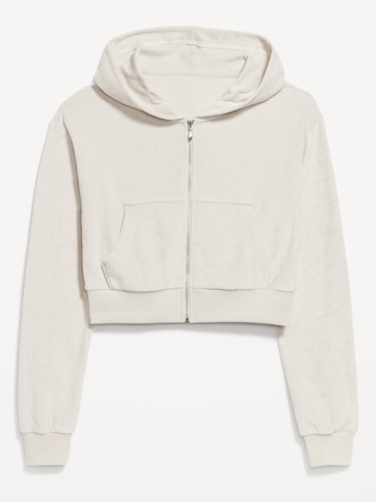 Cropped Terry Zip Hoodie