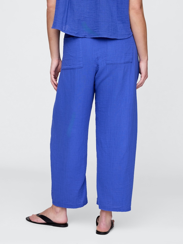 Cotton Gauze Easy Barrel Pants