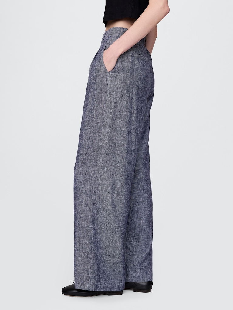 365 High Rise Linen-Blend Trousers