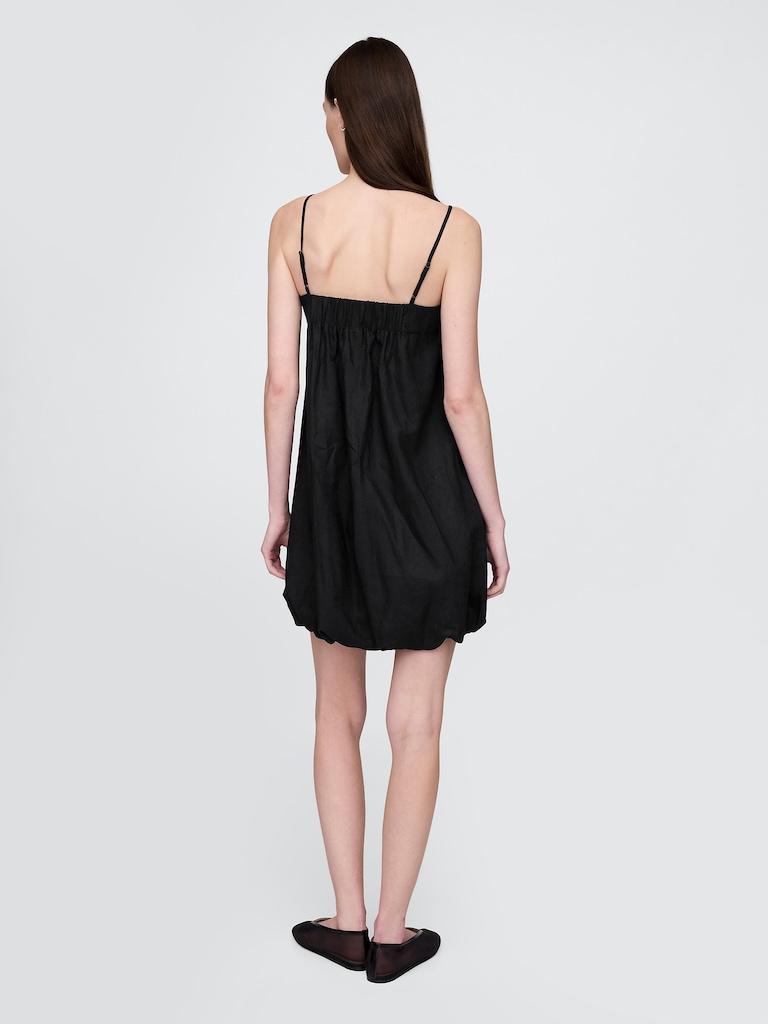 Linen-Blend Bubble Mini Dress