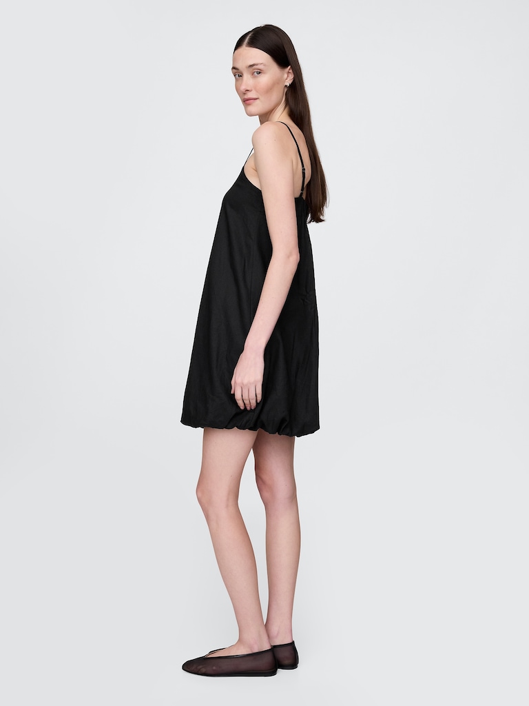 Linen-Blend Bubble Mini Dress