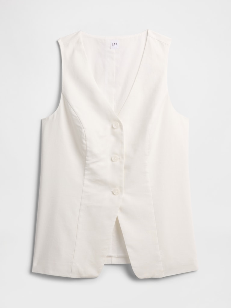 Longline Linen-Blend Vest