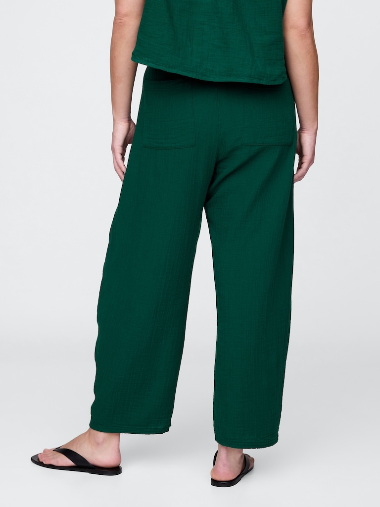Cotton Gauze Easy Barrel Pants