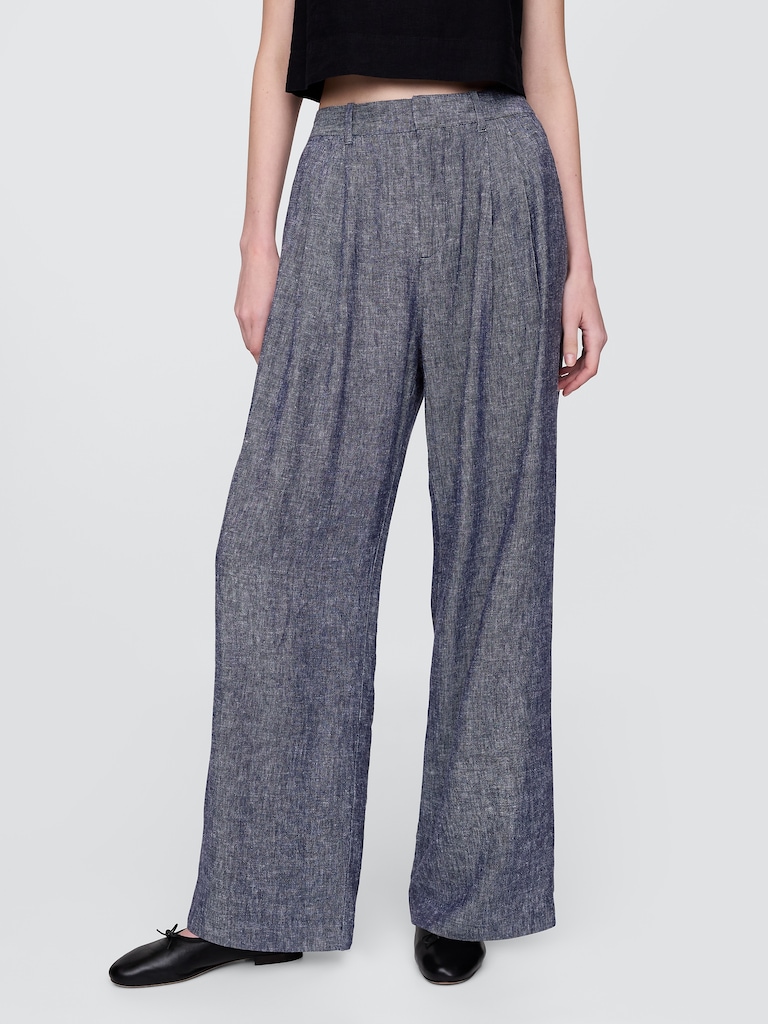 365 High Rise Linen-Blend Trousers