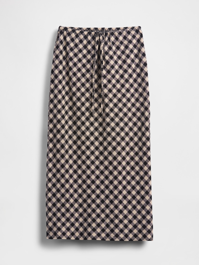 Linen-Blend Midi Skirt