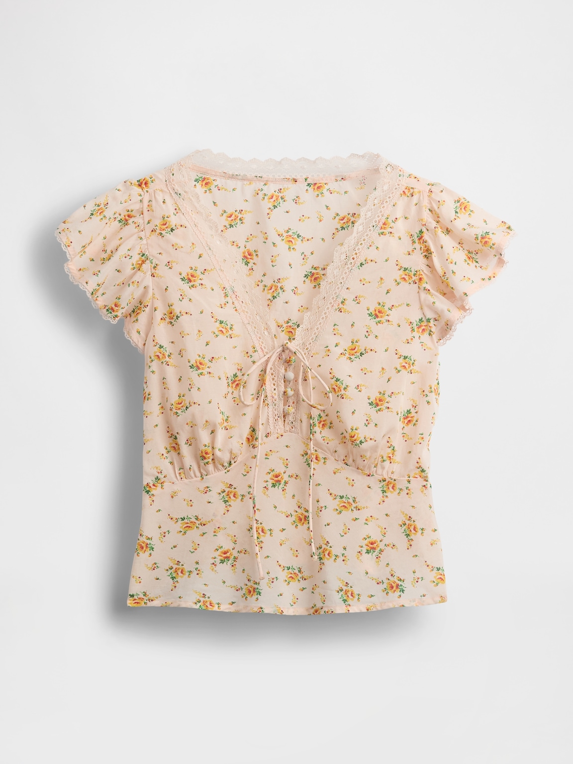 Lace-Trim Floral Top
