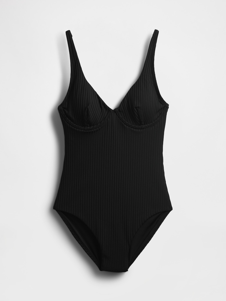 Rib One-Piece Balconette Swimsuit