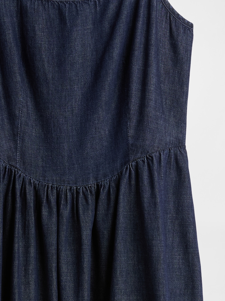 Denim Drop-Waist Maxi Dress