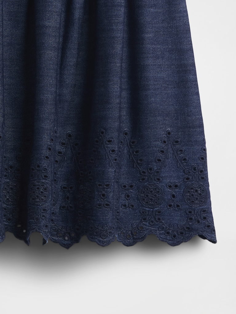 Eyelet Denim Mini Skirt