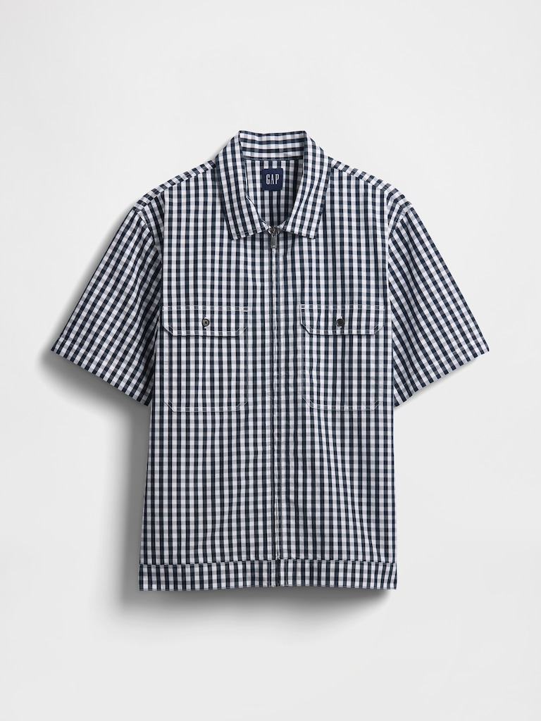 Poplin Full-Zip Pocket Shirt