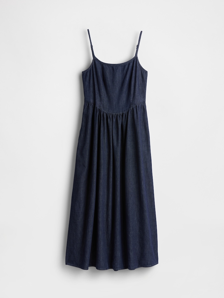 Denim Drop-Waist Maxi Dress