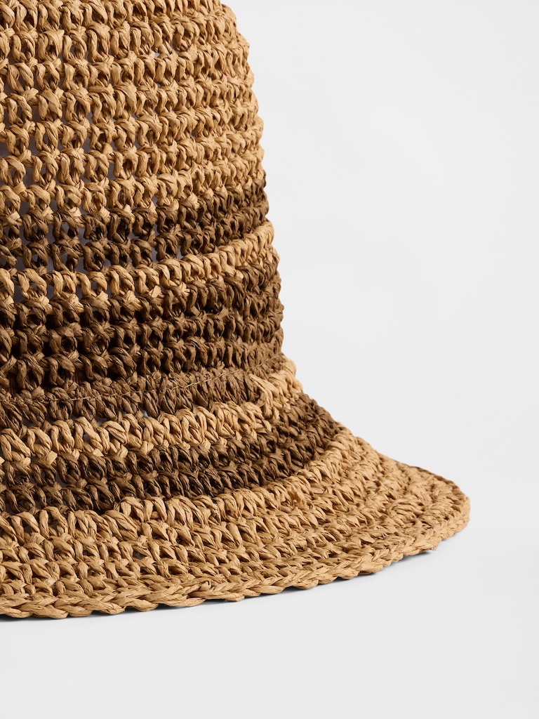 Striped Straw Bucket Hat