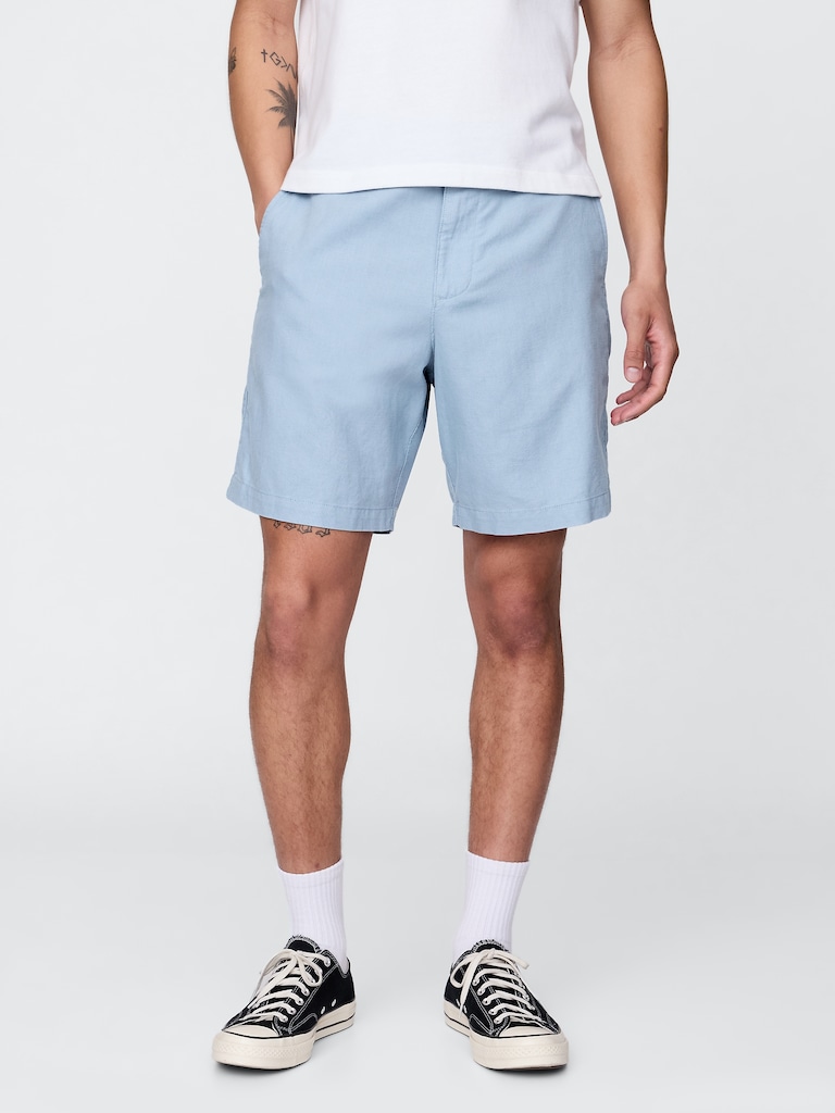 8" Linen-Cotton Shorts