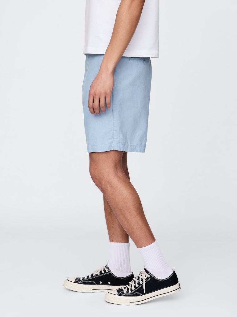8" Linen-Cotton Shorts