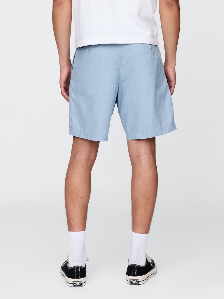 8" Linen-Cotton Shorts